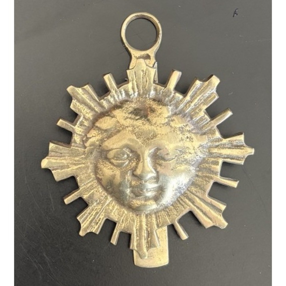 Vintage Sunburst Brass Clip Wall Mount Paperweight Hook